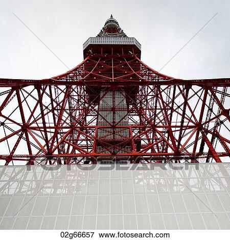 Low angle view of Tokyo tower, Minato Ward, Tokyo, Japan View Large Photo Image Stock Photo - Low angle view of Tokyo tower, Minato Ward, Tokyo, Japan. Fotosearch