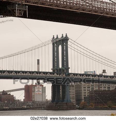 Stock Photo - Manhattan Bridge in Manhattan, New York City, U. S. A.. Fotosearch