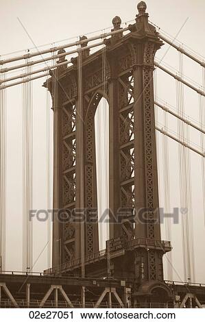 Stock Image - Manhattan Bridge over East River in Manhattan, New York City, U. S. A.. Fotosearch