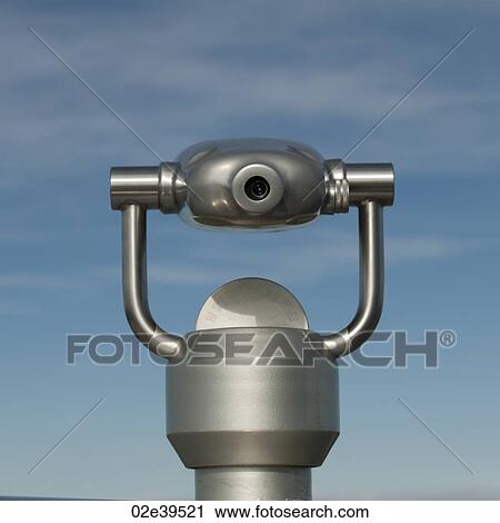 Metalic binocular viewer in sky View Large Photo Image Stock Image - Metalic binocular viewer in sky. Fotosearch
