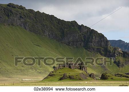 Mountain with green pastureland growing on the steep scree View Large Photo Image Picture - Mountain with green pastureland growing on the steep scree. Fotosearch