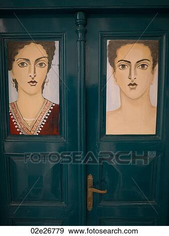Murals on doors in Mykonos Greece View Large Photo Image Stock Photo - Murals on doors in Mykonos Greece. Fotosearch
