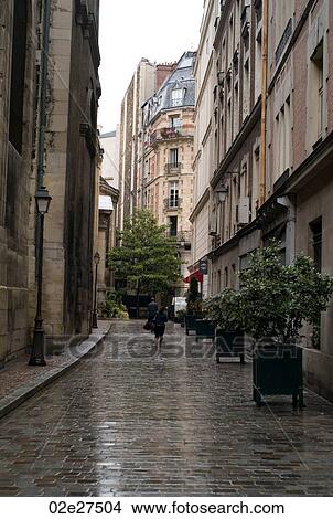 Narrow street in Paris France View Large Photo Image Picture - Narrow street in Paris France. Fotosearch