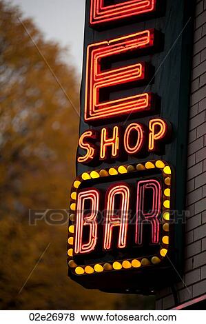 Neon sign in Manhattan, New York City, U. S. A. View Large Photo Image Stock Photo - Neon sign in Manhattan, New York City, U. S. A.. Fotosearch