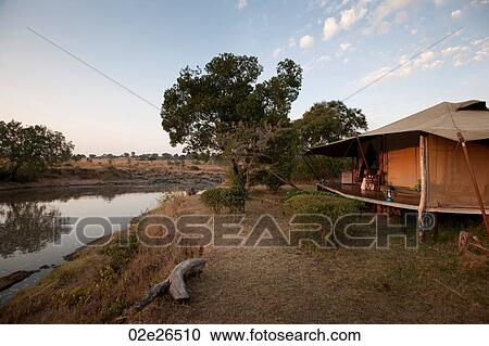 Stock Image - Ngare Serian Tented Camp in Kenya. Fotosearch