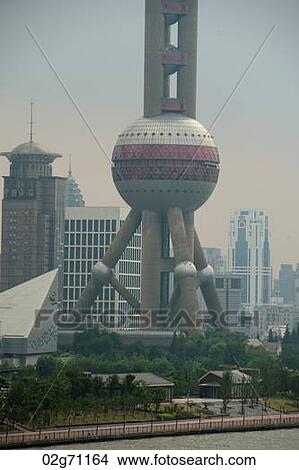 Picture - Oriental Pearl Tower, Pudong, Shanghai, China. Fotosearch
