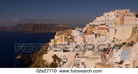 Stock Image - Overview of buildings in Santorini Greece. Fotosearch