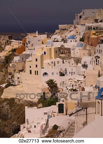 Overview of buildings in Santorini Greece View Large Photo Image Stock Image - Overview of buildings in Santorini Greece. Fotosearch