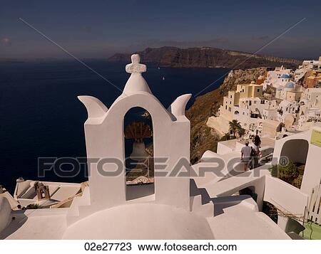 Stock Image - Overview of buildings in Santorini Greece. Fotosearch