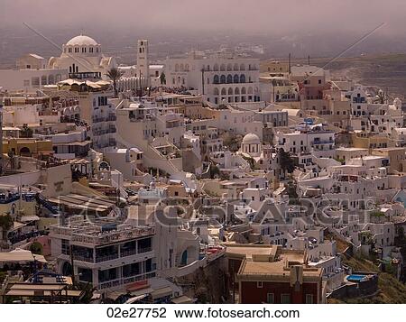 Overview of buildings in Santorini Greece View Large Photo Image Stock Image - Overview of buildings in Santorini Greece. Fotosearch