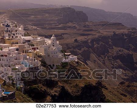 Overview of buildings in Santorini Greece View Large Photo Image Stock Image - Overview of buildings in Santorini Greece. Fotosearch