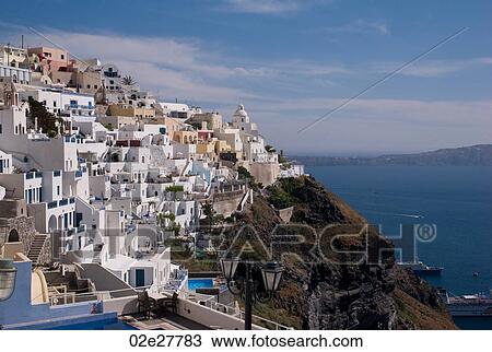 Overview of buildings in Santorini Greece View Large Photo Image Stock Image - Overview of buildings in Santorini Greece. Fotosearch