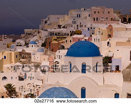 Overview of buildings in Santorini Greece View Large Photo Image Stock Photograph - Overview of buildings in Santorini Greece. Fotosearch