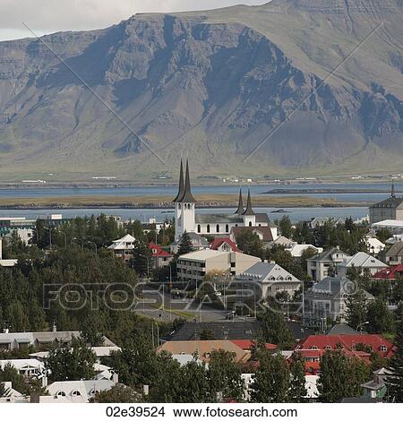 Overview of downtown Reykjavik Iceland View Large Photo Image Picture - Overview of downtown Reykjavik Iceland. Fotosearch