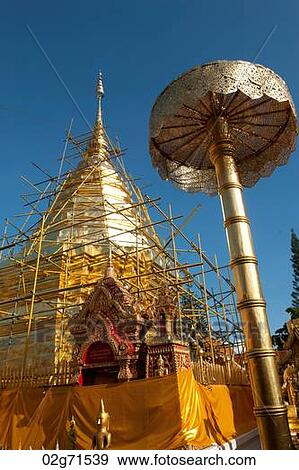 Pagoda under renovation at Wat Phrathat Doi Suthep, Chiang Mai, Thailand View Large Photo Image Stock Photo - Pagoda under renovation at Wat Phrathat Doi Suthep, Chiang Mai, Thailand. Fotosearch