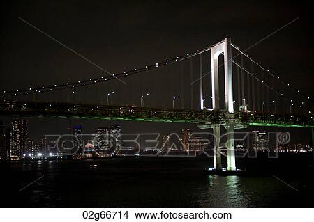 Rainbow Bridge across the Tokyo Bay, Minato Ward, Tokyo, Japan View Large Photo Image Picture - Rainbow Bridge across the Tokyo Bay, Minato Ward, Tokyo, Japan. Fotosearch