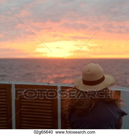 Rear view of a woman in a boat, Tagus Cove, Isabela Island, Galapagos Islands, Ecuador View Large Photo Image Stock Image - Rear view of a woman in a boat, Tagus Cove, Isabela Island, Galapagos Islands, Ecuador. Fotosearch
