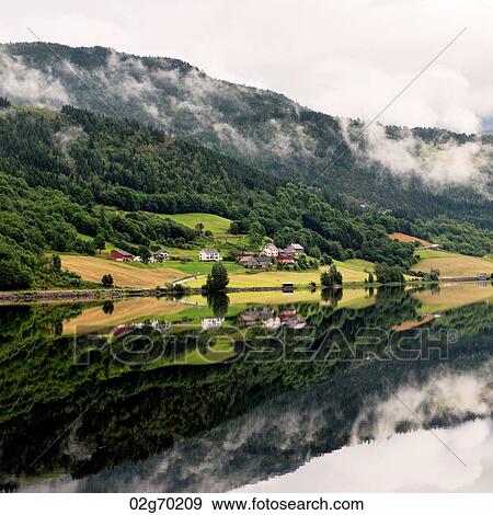 Reflection of mountains on water, Granvinsvatnet, Granvin, Hordaland County, Norway View Large Photo Image Stock Photo - Reflection of mountains on water, Granvinsvatnet, Granvin, Hordaland County, Norway. Fotosearch