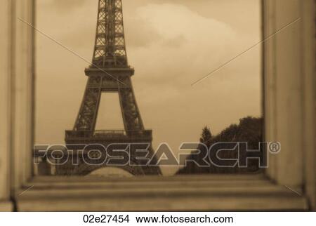 Picture - Reflection of the Eiffel Tower in Paris france. Fotosearch