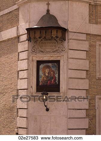 Religious painted plaque on building in Rome Italy View Large Photo Image Stock Image - Religious painted plaque on building in Rome Italy. Fotosearch