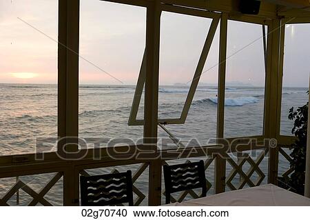 Stock Image - Restaurant at an ocean, La Rosa Nautica, Miraflores District, Lima Province, Peru. Fotosearch