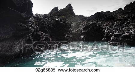 Stock Photography - Rock formations, Puerto Egas, Santiago Island, Galapagos Islands, Ecuador. Fotosearch