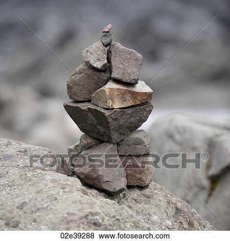 Stock Photo - Rocks stacked atop each other. Fotosearch