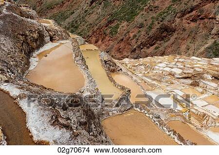 Picture - Salt pond, Maras, Sacred Valley, Cusco Region, Peru. Fotosearch