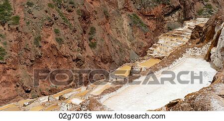 Stock Photography - Salt pond, Maras, Sacred Valley, Cusco Region, Peru. Fotosearch