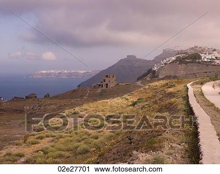 Santorini Greece coastline View Large Photo Image Stock Image - Santorini Greece coastline. Fotosearch