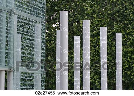 Stock Photography - Script on panels in Paris France. Fotosearch