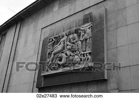 Stock Image - Sculpted mural in Paris France. Fotosearch