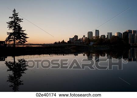 Skyline at twilight in Vancouver, British Columbia, Canada View Large Photo Image Picture - Skyline at twilight in Vancouver, British Columbia, Canada. Fotosearch