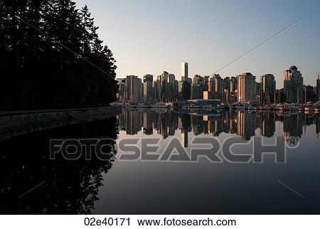 Skyline at twilight in Vancouver, British Columbia, Canada View Large Photo Image Stock Image - Skyline at twilight in Vancouver, British Columbia, Canada. Fotosearch