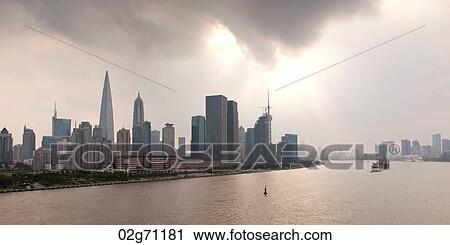 Skyscrapers at the waterfront, Huangpu River, Pudong, Shanghai, China View Large Photo Image Stock Image - Skyscrapers at the waterfront, Huangpu River, Pudong, Shanghai, China. Fotosearch