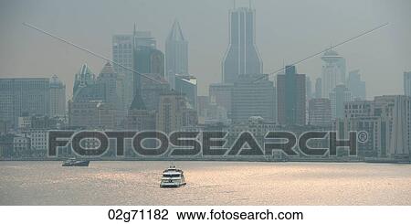 Skyscrapers at the waterfront, Huangpu River, Pudong, Shanghai, China View Large Photo Image Stock Image - Skyscrapers at the waterfront, Huangpu River, Pudong, Shanghai, China. Fotosearch