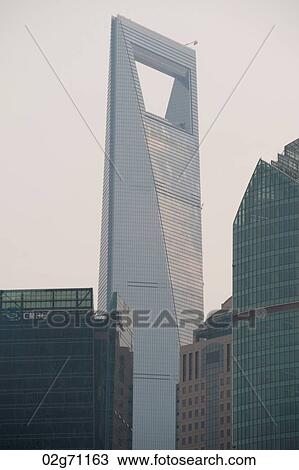 Stock Image - Skyscrapers in a city, Lujiazui, Pudong, Shanghai, China. Fotosearch