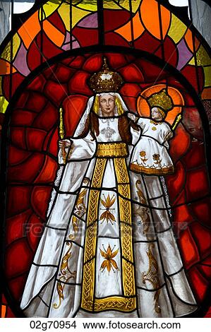 Stained glass window of Virgin Mary, Virgin Mary Of Quito, Panecillo Hill, Quito, Ecuador View Large Photo Image Picture - Stained glass window of Virgin Mary, Virgin Mary Of Quito, Panecillo Hill, Quito, Ecuador. Fotosearch