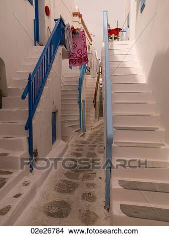 Staircases in Mykonos Greece View Large Photo Image Picture - Staircases in Mykonos Greece. Fotosearch