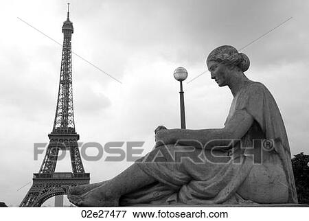 Statue and Eiffel Tower in Paris France View Large Photo Image Stock Photo - Statue and Eiffel Tower in Paris France. Fotosearch