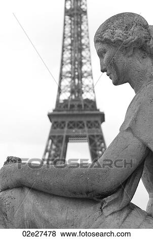 Statue and Eiffel Tower in Paris France View Large Photo Image Stock Photo - Statue and Eiffel Tower in Paris France. Fotosearch