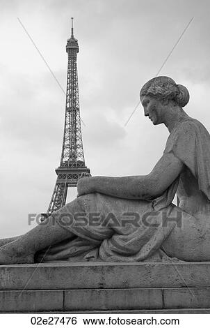 Statue and Eiffel Tower in Paris France View Large Photo Image Stock Photograph - Statue and Eiffel Tower in Paris France. Fotosearch