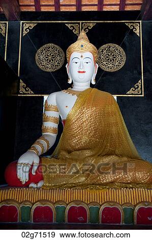 Stock Photo - Statue of Buddha in Wat Chedi Luang, Chiang Mai, Thailand. Fotosearch