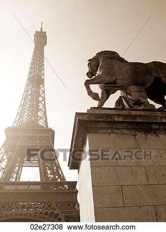 Statue of horse by Eiffel Tower View Large Photo Image Stock Photo - Statue of horse by Eiffel Tower. Fotosearch
