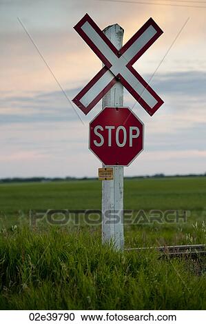 Stop sign on Railway crossing in the Lake of the Woods, Ontario area View Large Photo Image Stock Image - Stop sign on Railway crossing in the Lake of the Woods, Ontario area. Fotosearch