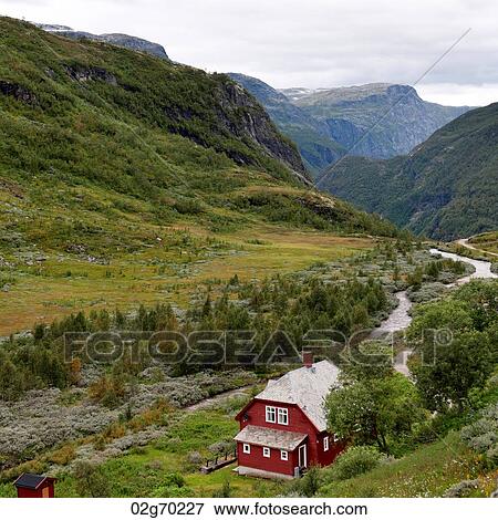 Stream flowing past a farmhouse, Norway View Large Photo Image Stock Photo - Stream flowing past a farmhouse, Norway. Fotosearch