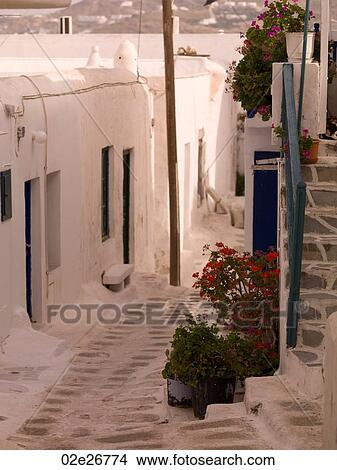 Street in Mykonos Greece View Large Photo Image Picture - Street in Mykonos Greece. Fotosearch