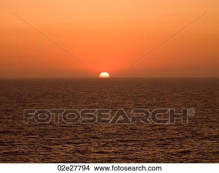 Sunset in Mediterranean Ocean View Large Photo Image Picture - Sunset in Mediterranean Ocean. Fotosearch