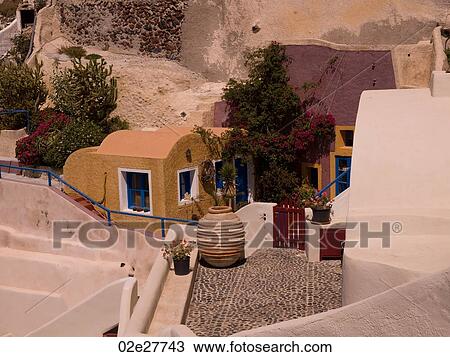 Terrace in Santorini Greece View Large Photo Image Stock Image - Terrace in Santorini Greece. Fotosearch