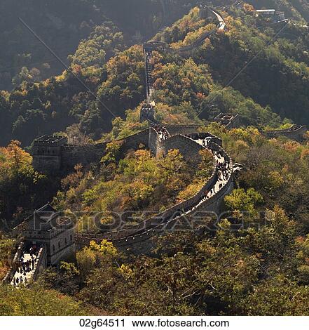 Tourists at the Mutianyu section of the Great Wall of China, Beijing, China View Large Photo Image Stock Image - Tourists at the Mutianyu section of the Great Wall of China, Beijing, China. Fotosearch